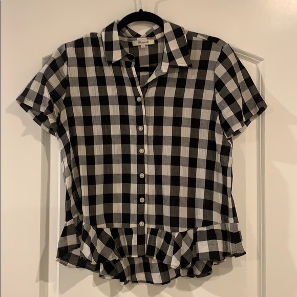 Madewell Peplum Button-Down Shirt in Gingham - Picture 2 of 7
